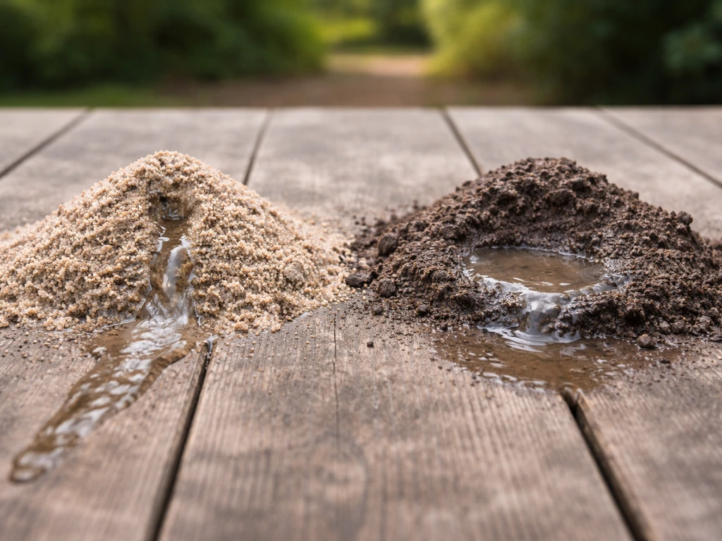 Deux petites portions de terre à côté : sableux qui s’écoule vite, argileux qui retient l’eau lentement.