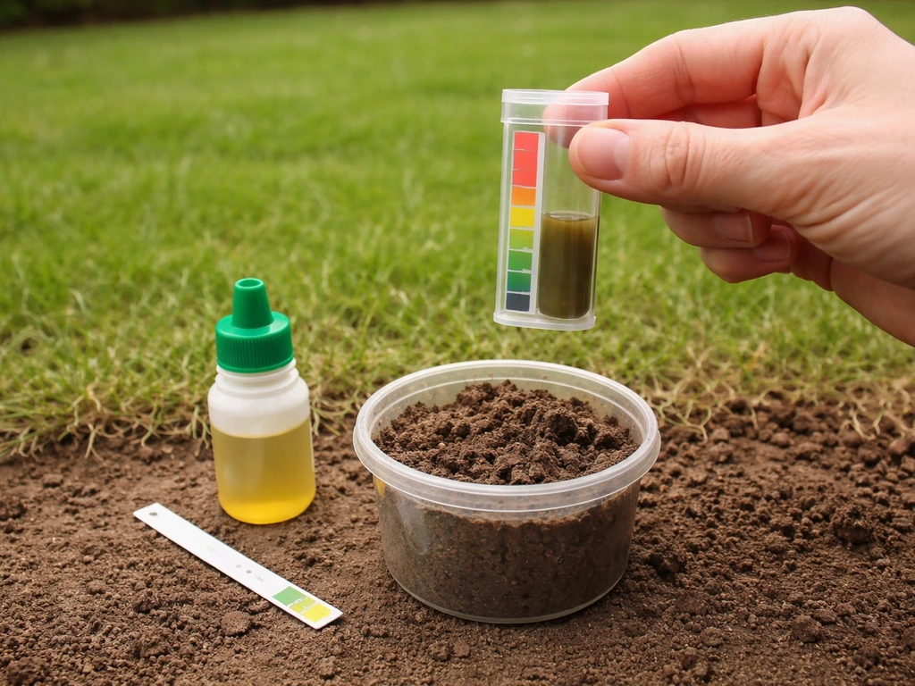 Test de pH du sol : un kit de mesure utilisé sur un échantillon de gazon